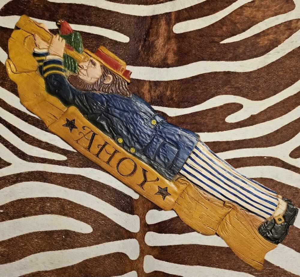 Vintage Country Carver Al Pisano Hand Carved Wooden Sailor "Ahoy" Wall Decor